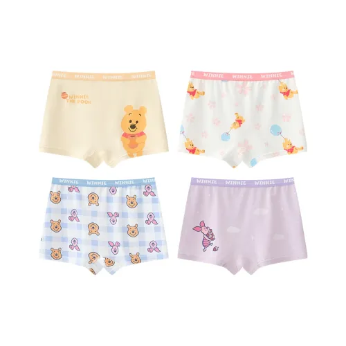 Дисней 4 шт [Светло-фиолетовый + Светло-желтый + Небесно-голубой + Белый] Детские трусы