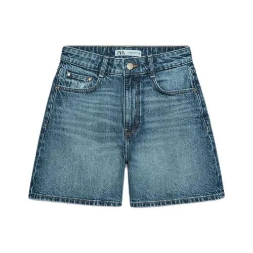 ZARA Синие/зеленые Женские джинсовые шорты