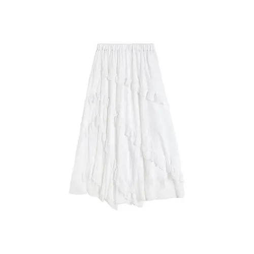 KYKW Повседневный Длинный Юбка Женская Белая