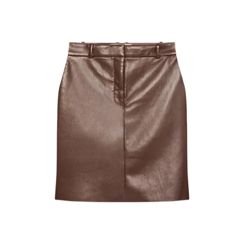 ARITZIA BABATON DOMI Юбка Кожаная Короткая Юбка Женская Кофейное Зернистое Цвет