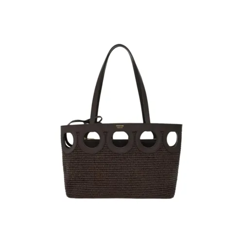 FERRAGAMO Raffia Телячья кожа Тоут Сумка Сумка для покупок Сумка через плечо Средняя Женская Черная