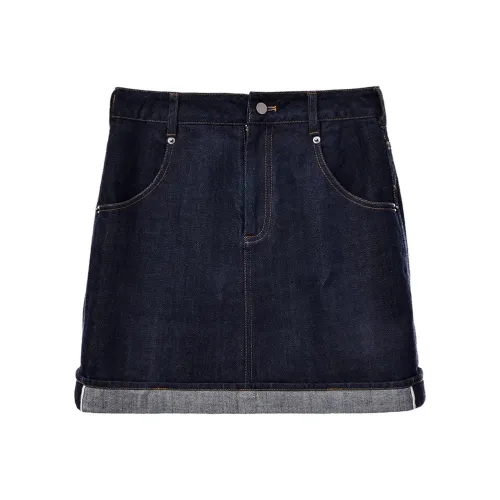 SINBOS Джинсовые короткие юбки Женские Оригинальный Темно-синий
