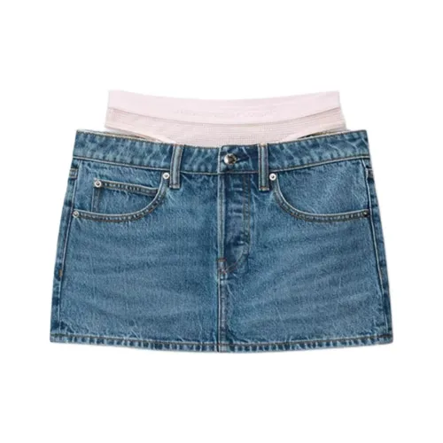 Alexander Wang FW24 Джинсовые короткие юбки Женские Винтаж Индиго