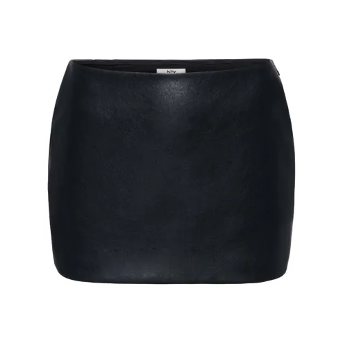 Khy Искусственная кожа Микро Mini Skirt Кожаная короткая юбка Женская Черный Черный