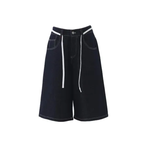 Wen Shan Джинсовые шорты Женские Темно-синий