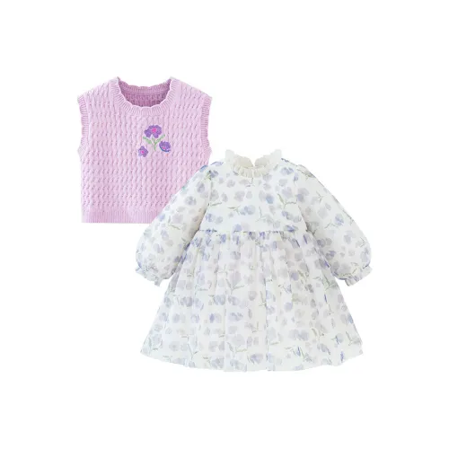 Детский комплект Mini Bala для детей 3-7 лет юбка фиолетово-белого цвета