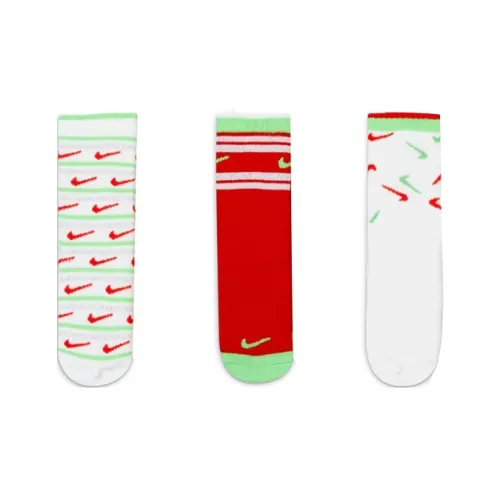 NIKE 3 пары носков для детей: белые + зеленые + красные