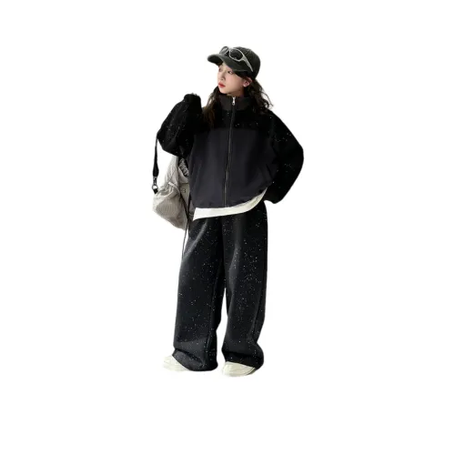 Yomi House Повседневная спортивная одежда Черное пальто + штаны Подростки