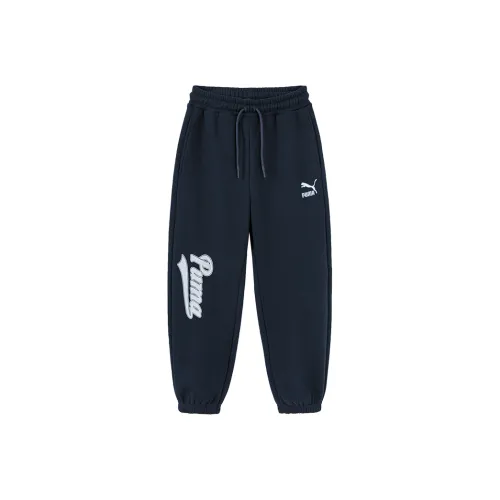 Детские PUMA Вязаные Тренировочные Штаны Sportstyle Series WISETHERMA Логотип Штаны FL B Фиолетовый Синий