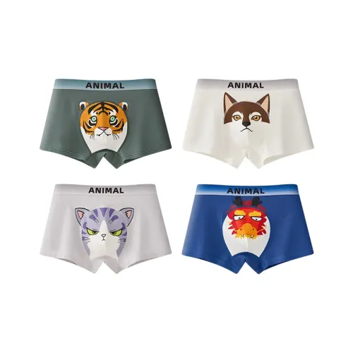 MIANZHI 4 Pack Set [Синий + Светло-Серый + Молочно-Белый + Оливково-Зеленый] Kids Трусы