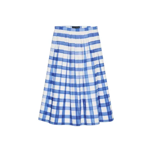 ZARA ZW Series Повседневная Длинная Юбка Женская Синяя Белая