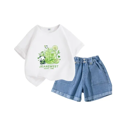 JEANSWEST JNR Белый/J Бамбук Панда Джинсовый синий/J Однотонный Kids Повседневная спортивная одежда