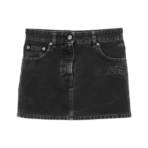 MM6 MAISON MARGIELA SS25 Джинсовые короткие юбки Женские Черный