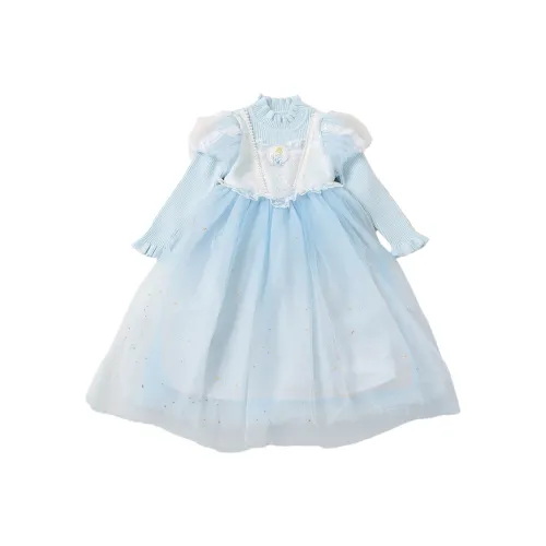 Диснеевские принцессы Детское платье для дошкольников Розово-синего цвета