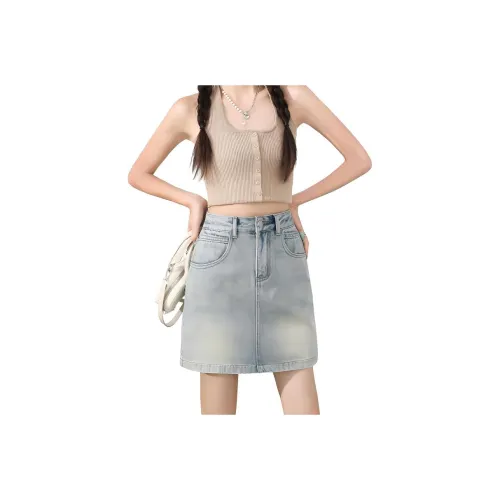 Shuhao Bai Джинсовые короткие юбки Женские Светло-синие