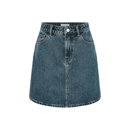 URBAN REVIVO Джинсовые короткие юбки Женские Синие