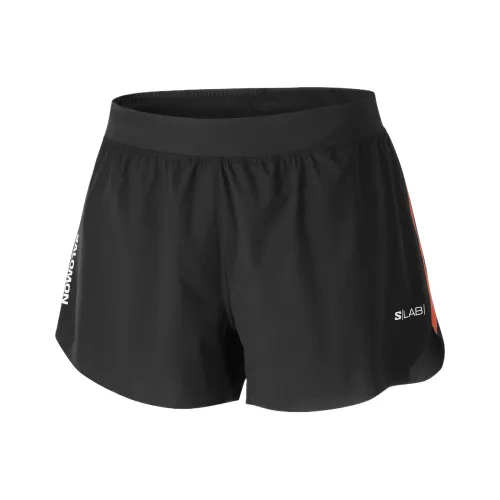 SALOMON Спортивные шорты Женские Темно-черный Оранжево-красный