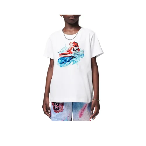 Jordan AJ1 T-рубашка SS25 Белый для детей 3-7 лет