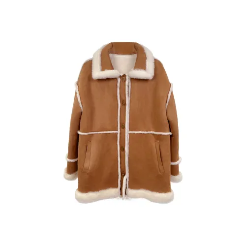 Kele Coco Винтаж Верблюжий Женские Меховые изделия