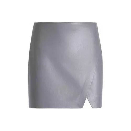 ALICE+OLIVIA Кожаные короткие юбки Женские Серый