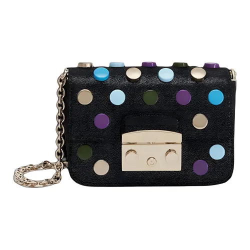 Furla Metropolis Collection Замшевая Сумка через плечо Женская Черная