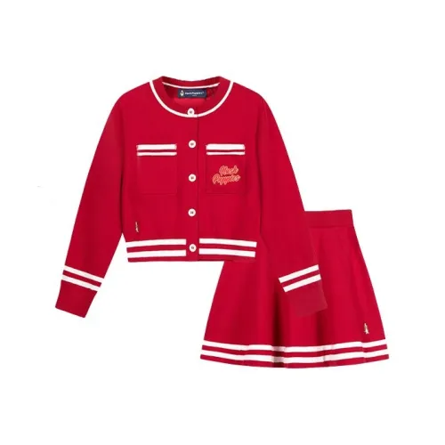 Детский комплект Hush Puppies для детей 3-7 лет с юбкой кораллово-красного цвета