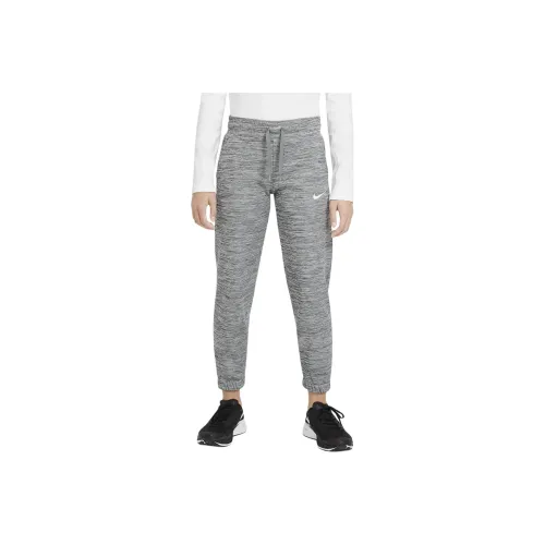 Подростки Nike Вязаные Тренировочные Брюки Therma Форма Big Детский Женский Training Pants Угольно-серый Белый