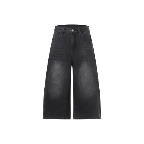 Wen Shan Черно-серые Штаны капри Женские Джинсовые шорты