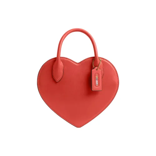 COACH Кожа Сердце-Формированная Сумка Сумка на Одно Плечо Маленькая Женская Рубиново-Красная