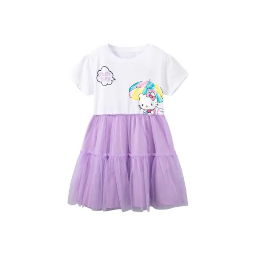 361°KIDS x Hello Kitty Детское платье Белый Фиолетовый Розовый для детей 3-7 лет