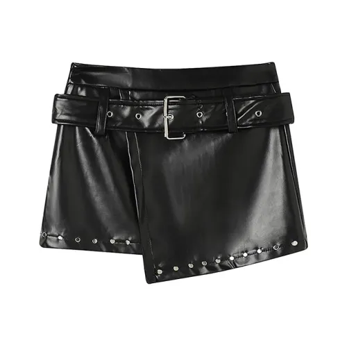 SLEEP AT 11 Кожаные короткие юбки Женские Черный