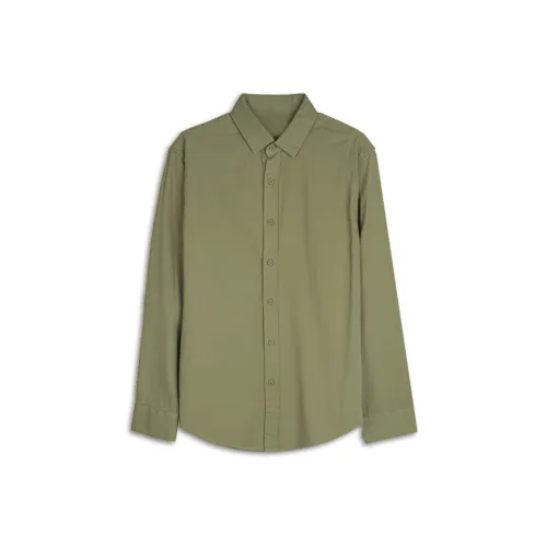 WUREN Хаки Зеленый Мужские Рубашки