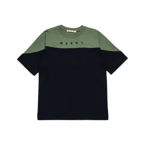 MARNI T-рубашка черная зеленая детская