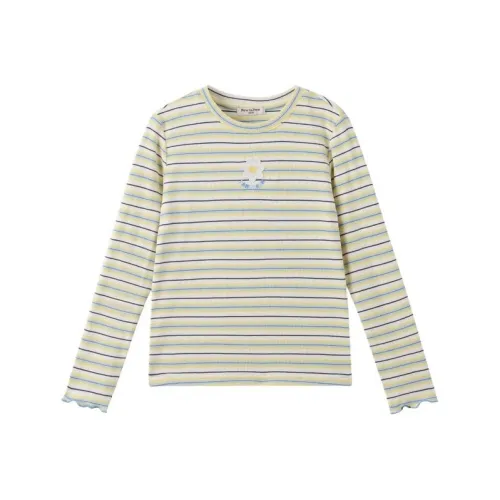 PAW IN PAW Cartoon Bear Длинный рукав Полосатый T-рубашка для детей 3-7 лет