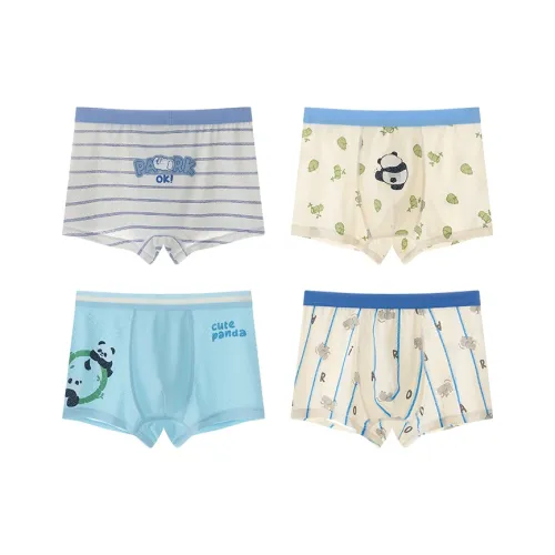 Cotton Трусы 4 пачки Серый+Бежевый+Светло-Синий+Бежевый Детский