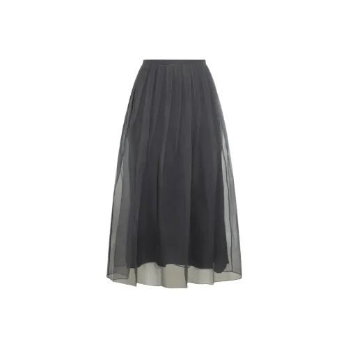 BRUNELLO CUCINELLI Повседневный Длинный Юбка Женская Темно-Серый