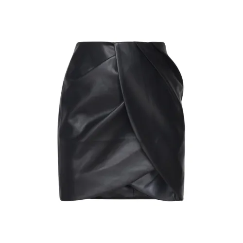 Rotate Кожаные короткие юбки Женские Черный