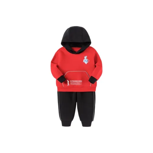 BALABALA x AOTEMAN LIANMINGKUAN Повседневная спортивная одежда 2 предмета комплект черный красный тон для детей 3-7 лет