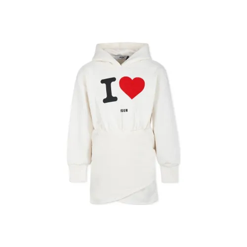 MSGM Длинное платье с длинными рукавами белого цвета для детей