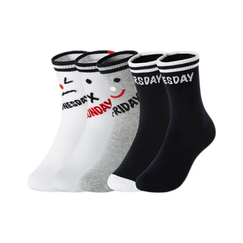 FILA KIDS 5 пар Легендарный синий + Черно-белая панда + Серый + Огненно-красный + Мороженое Kids носки