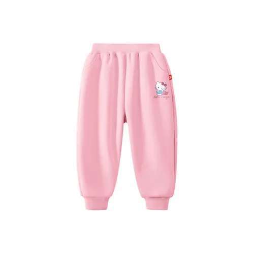 Детский Hello Kitty Вязаные Тренировочные Штаны Осенние и Зимние 2024 Розовые