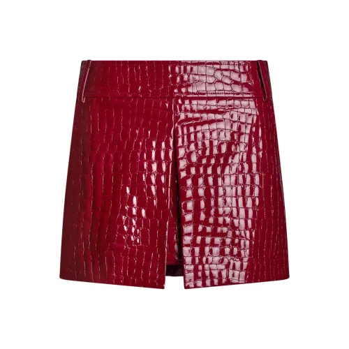 TF SS25 Кожаные короткие юбки Женские Вишнево-красный