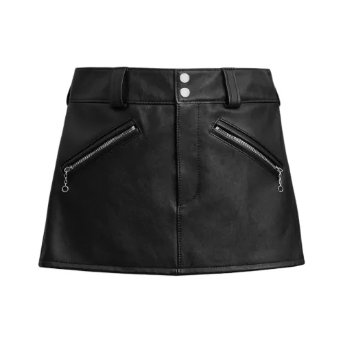 COACH SS25 Кожаные короткие юбки Женские Черный