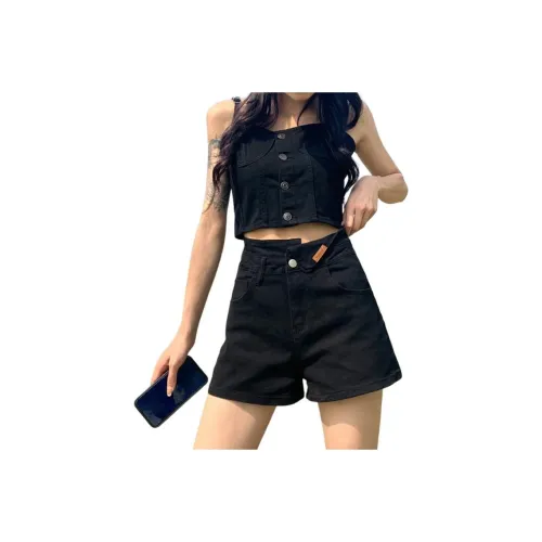 LINGDIAO Джинсовые шорты Женские Черные