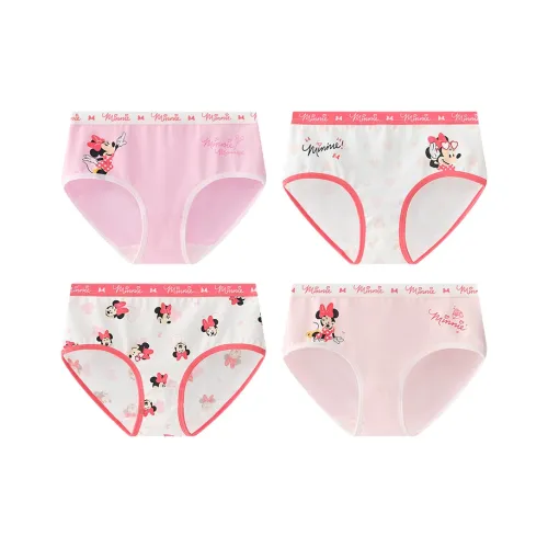 Дисней 4 шт [Светло-розовый + Белый + Розово-красный + Розовый] Детские трусы