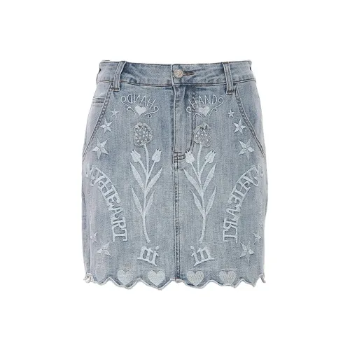 LIANCAN Джинсовые короткие юбки Женские Синие