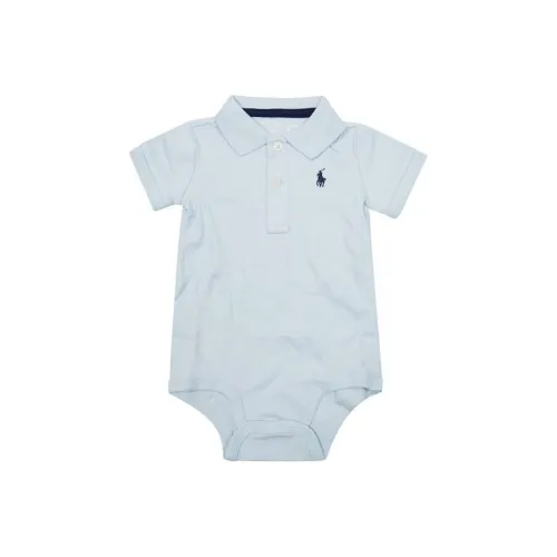 Polo Ralph Lauren Детская одежда Однотонный Пуговица Логотип Короткий рукав Треугольник Светло-синий Младенец Детский