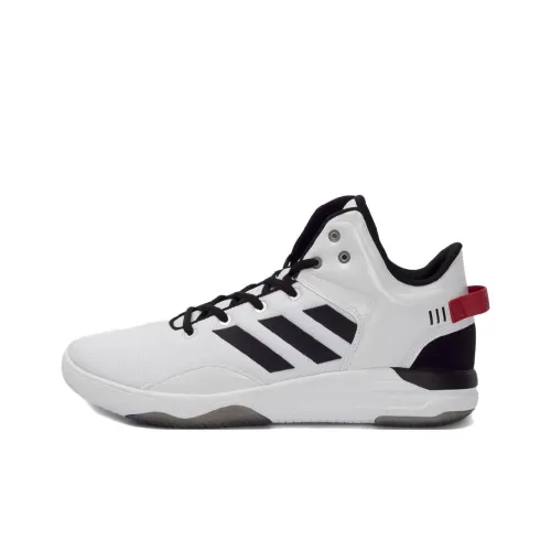 Adidas Cloudfoam Амортизация Износостойкий Высокий Топ Повседневная Обувь Мужская Белый Черный