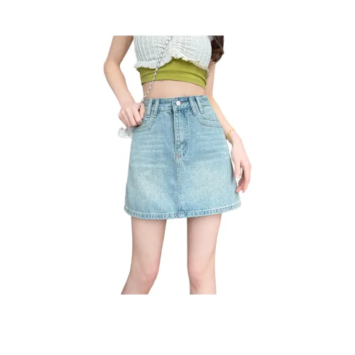 SITOL Джинсовые короткие юбки Женские Светло-синий