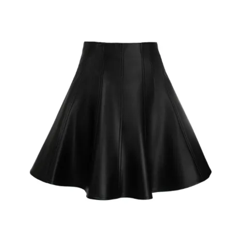 AIVEI Кожаная короткая юбка женская черная